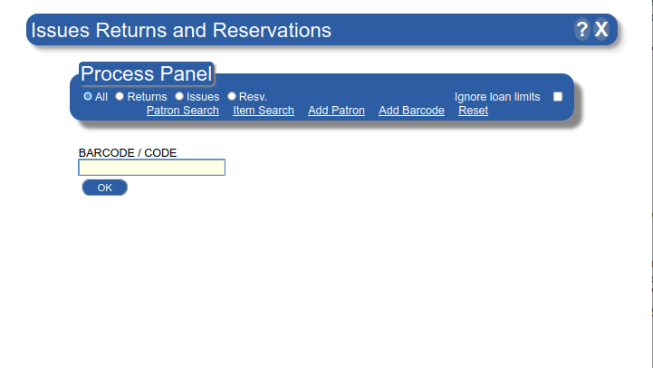 Initial Issues & Returns form