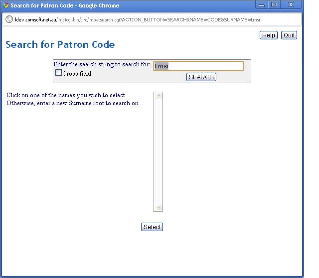Patron search function